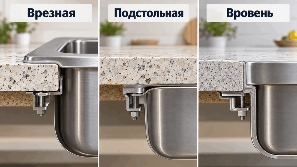 Врезная, подстольная и монтаж вровень